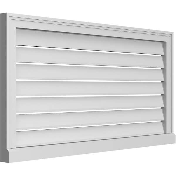 Vertical Surface Mount PVC Gable Vent: Functional, W/ 2W X 2P Brickmould Sill Frame, 42W X 22H